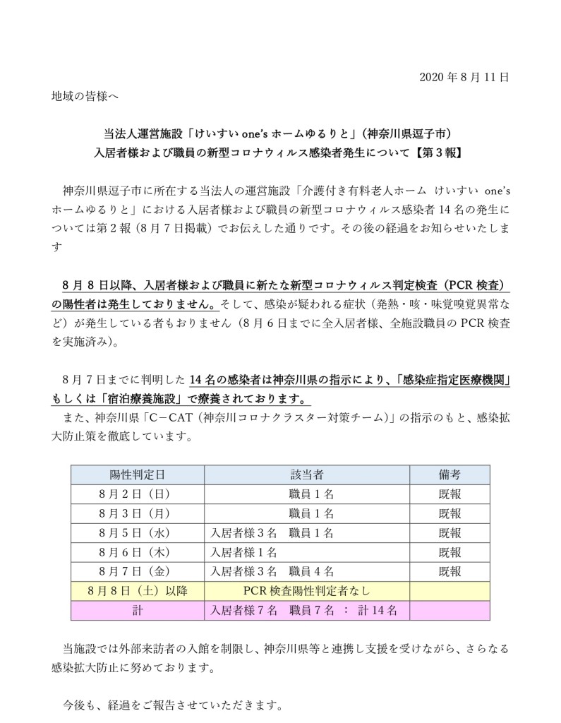 【法人HP3報】新型コロナウィルス感染者発生について20200811_page-0001