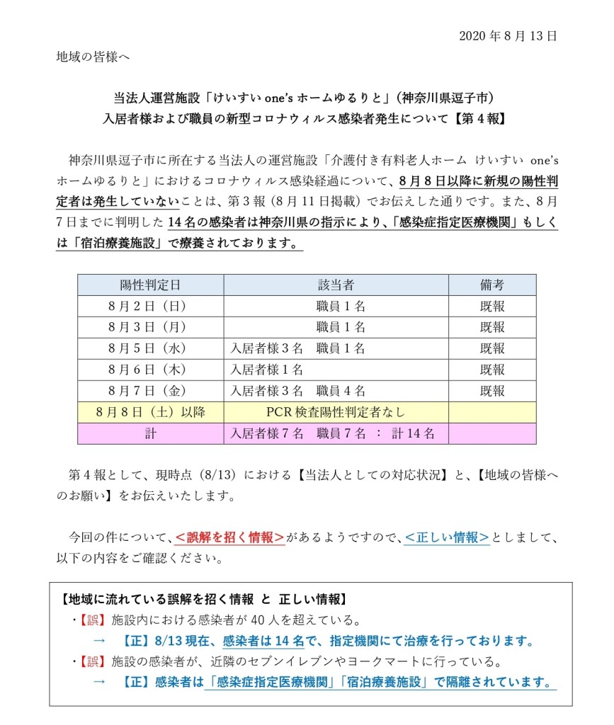 【法人HP4報】新型コロナウィルス感染者発生について20200813_page-0001