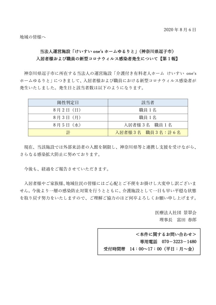 【法人HP】新型コロナウィルス感染者発生について20200806_pages-to-jpg-0001